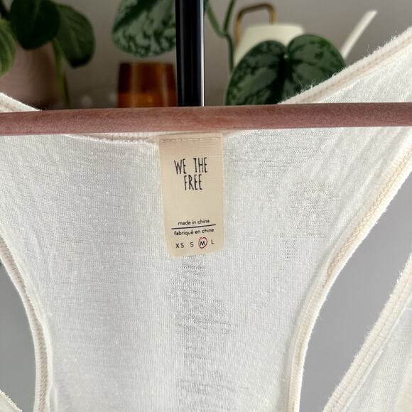 We The Free Rayon Linen Blend Layered White Tank Top M Boho - Picture 4 of 6